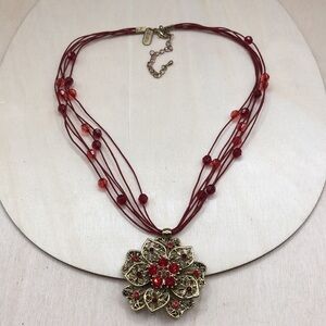 AND LOVELY bejeweled flower medallion necklace-statement style-regal